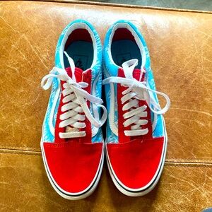 Vans Old Skool Retro Blue, Red, & White Skate Shoes